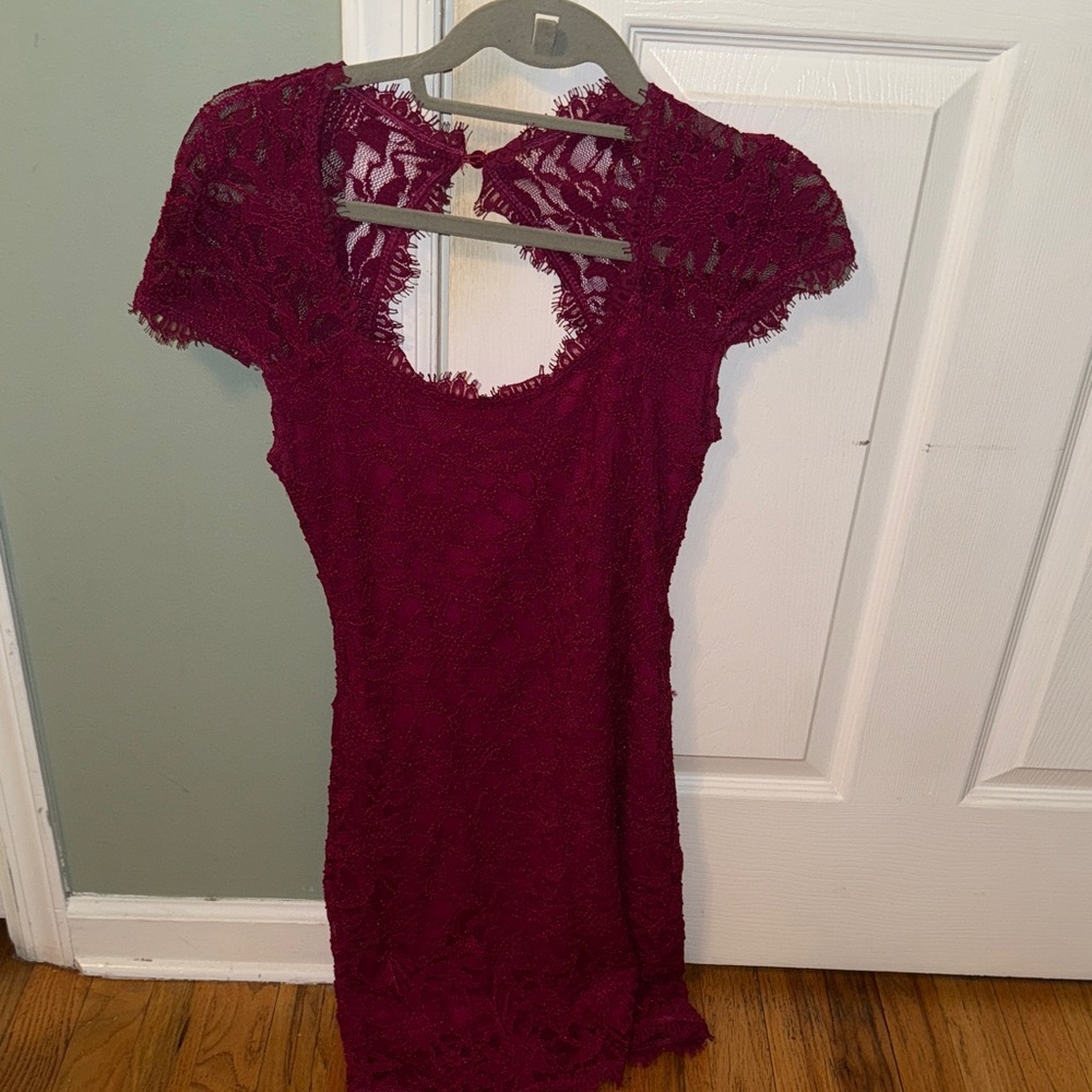 Elegant Burgundy Lace Dress